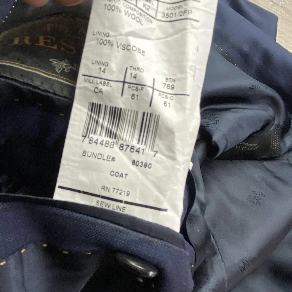 Jos A Bank Suit Jacket 41R Mens Blue‎ Check Wool Reserve Cerruti Tailored Fit